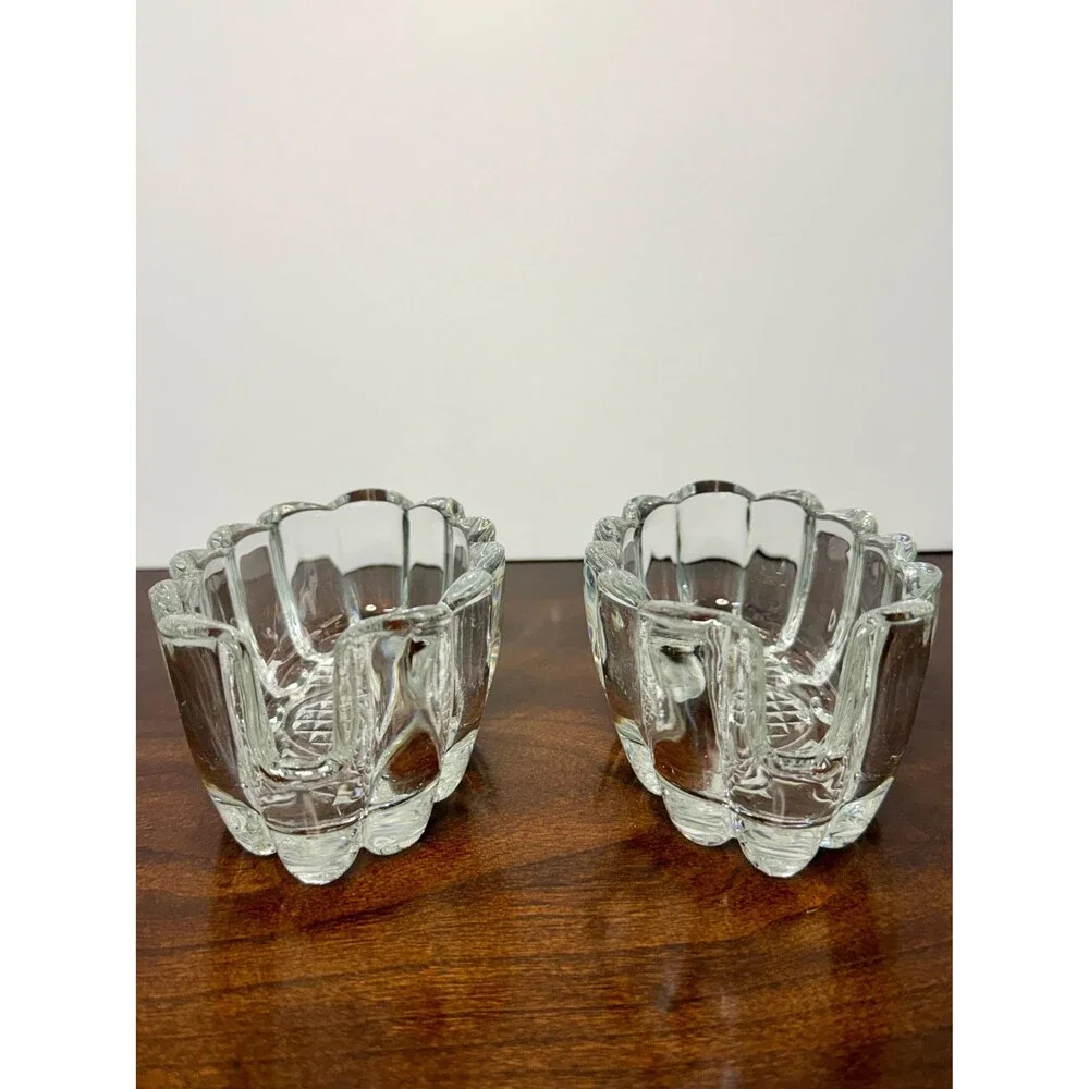 Vintage Princess House #438 Spoon Fork Holders Pair Crystal Utensil Rests
